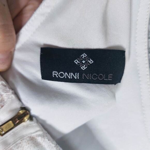 Ronni Nicole Lace Eyelet Sheer Dot Sleeves Scallop Dress Medium - Picture 6 of 7